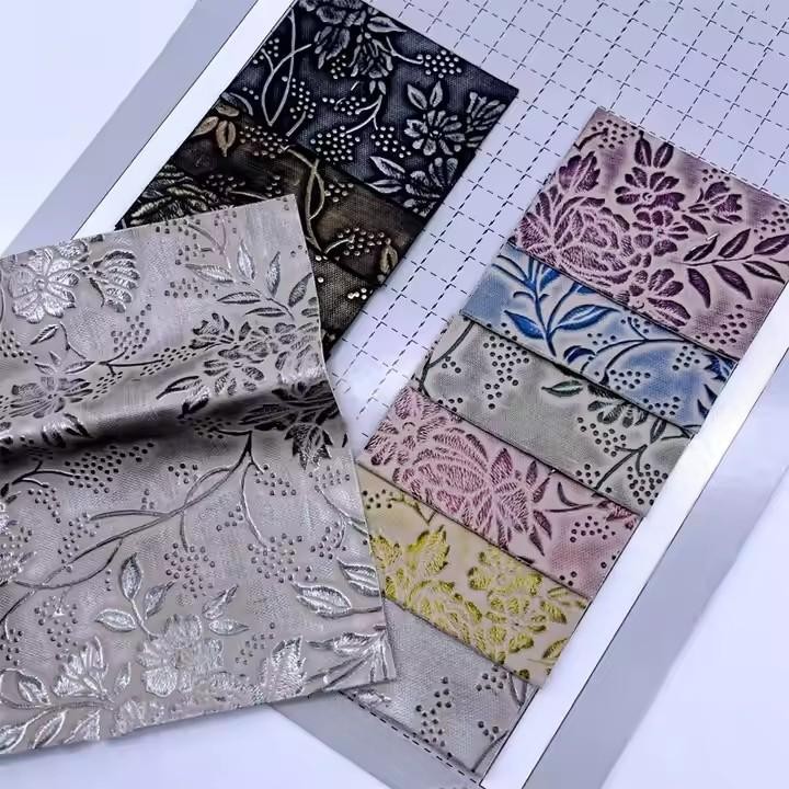 Stock Leather Fabric PU Leather Embossed Flowers Pattern Flat Backrest Soft Leather